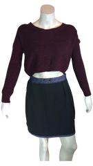 Millau Women’s Burgundy/Black Crop Sweater, Size S