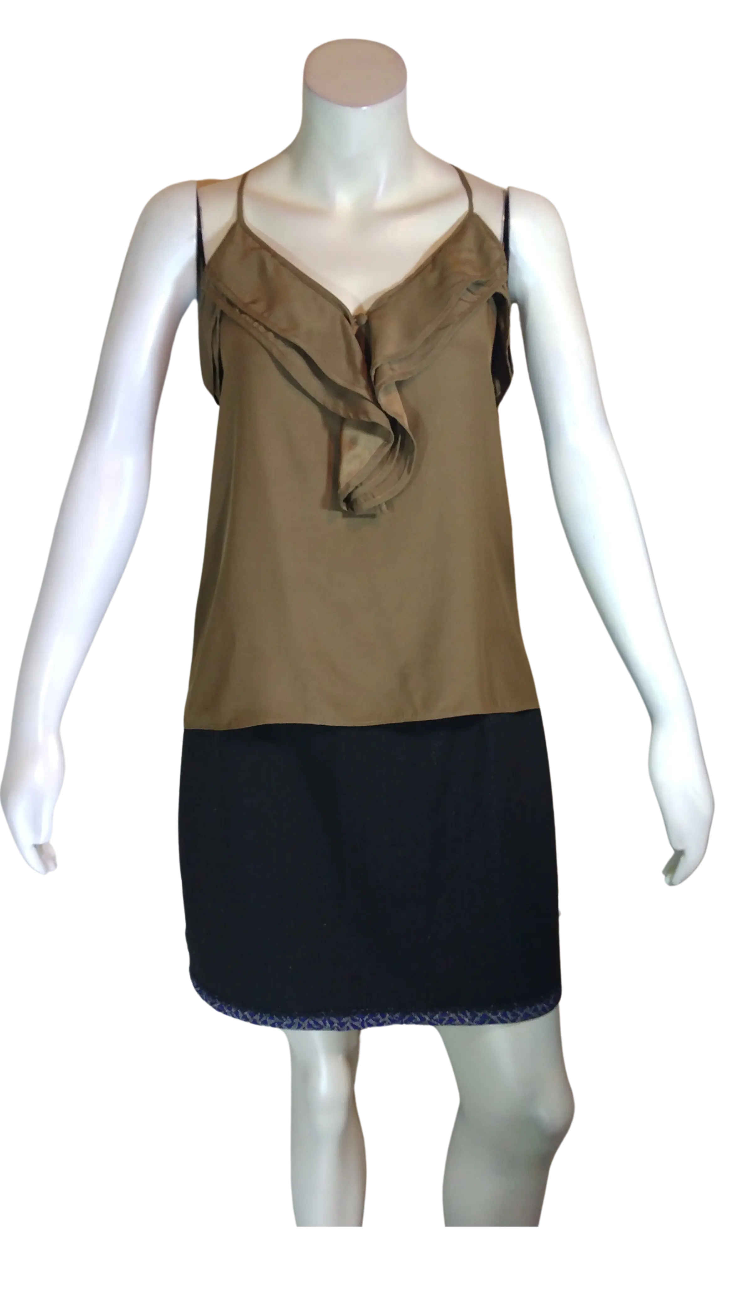 Parker Women’s Brown Ruffled Camisole Top, Size Medium