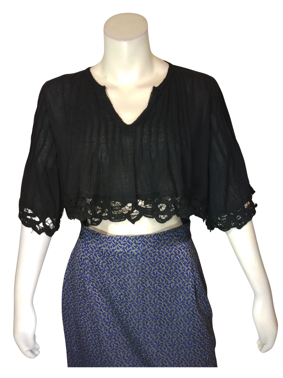 Milau Black Lace Edge Blouse
