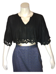 Milau Black Lace Edge Blouse