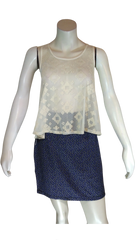 Penelope Women’s Ivory Embroidered Tank Top, Size Large