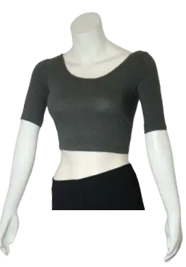 Love In Girls’ Dark Grey 3/4 Sleeve Crop Top, Size Small