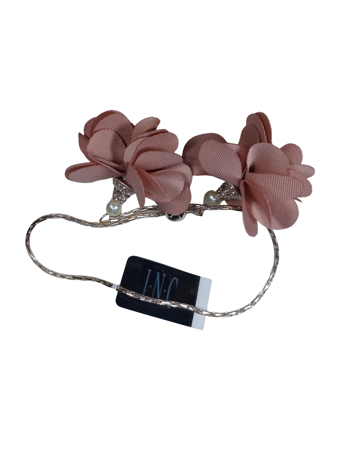 Gold Tone Rhinestone & Faux Pearl Mauve Flower Bolo Bracelet – INC Fashion Jewelry for Women