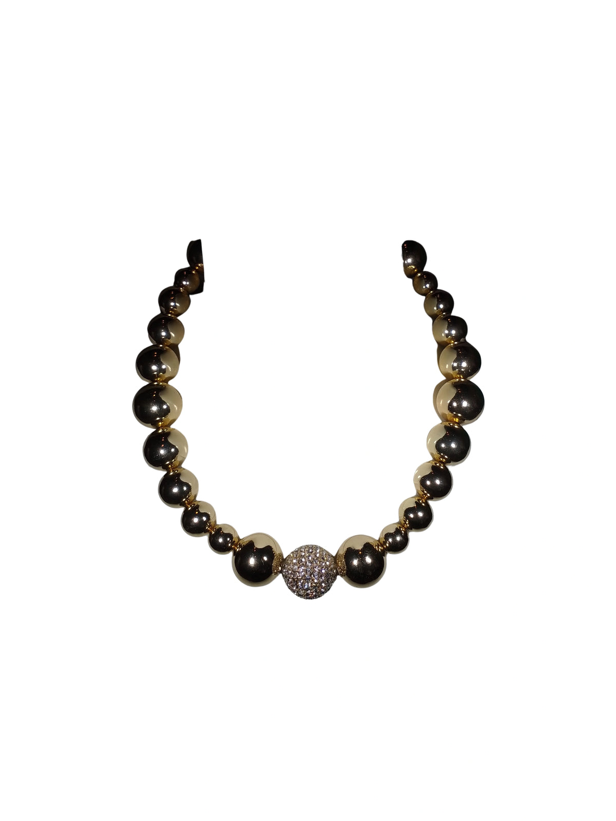 Gold Tone Rhinestone Bead Necklace – Diva General Fashion Jewelry for Women