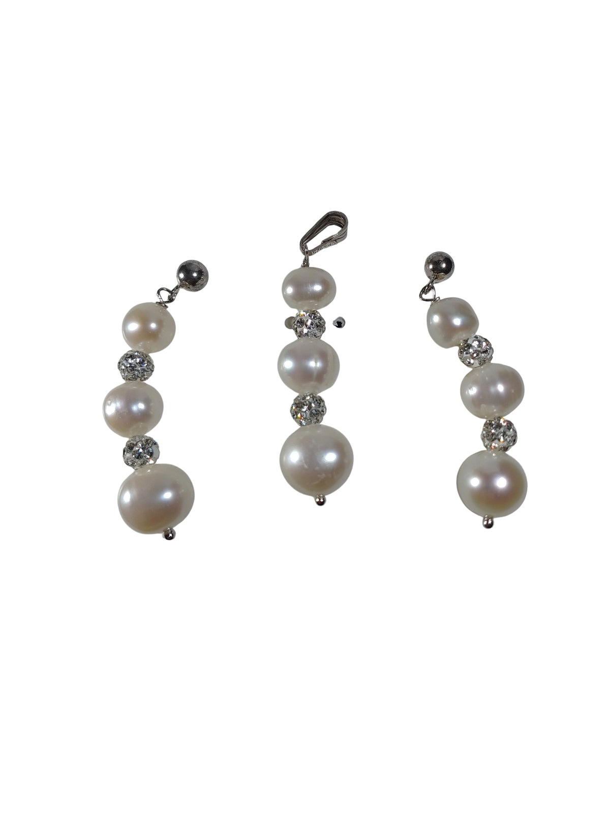 Silver Tone Faux Pearl Pendant & Earring Set – R.H. Macy’s Fashion Jewelry for Women (No Chain Included)