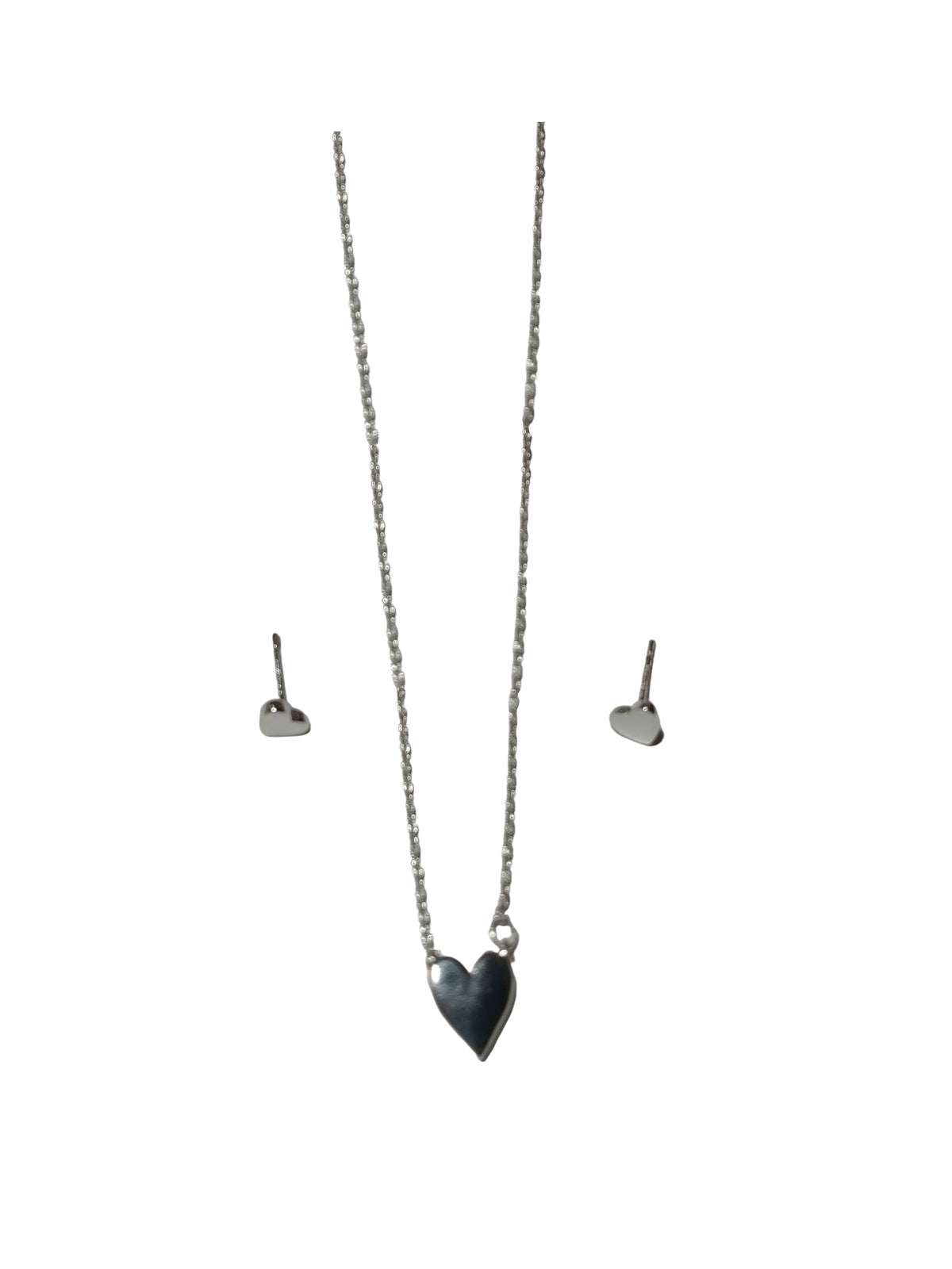 Unwritten Silver Tone Heart Necklace & Earring Set – Elegant Fashion Jewelry for Women
