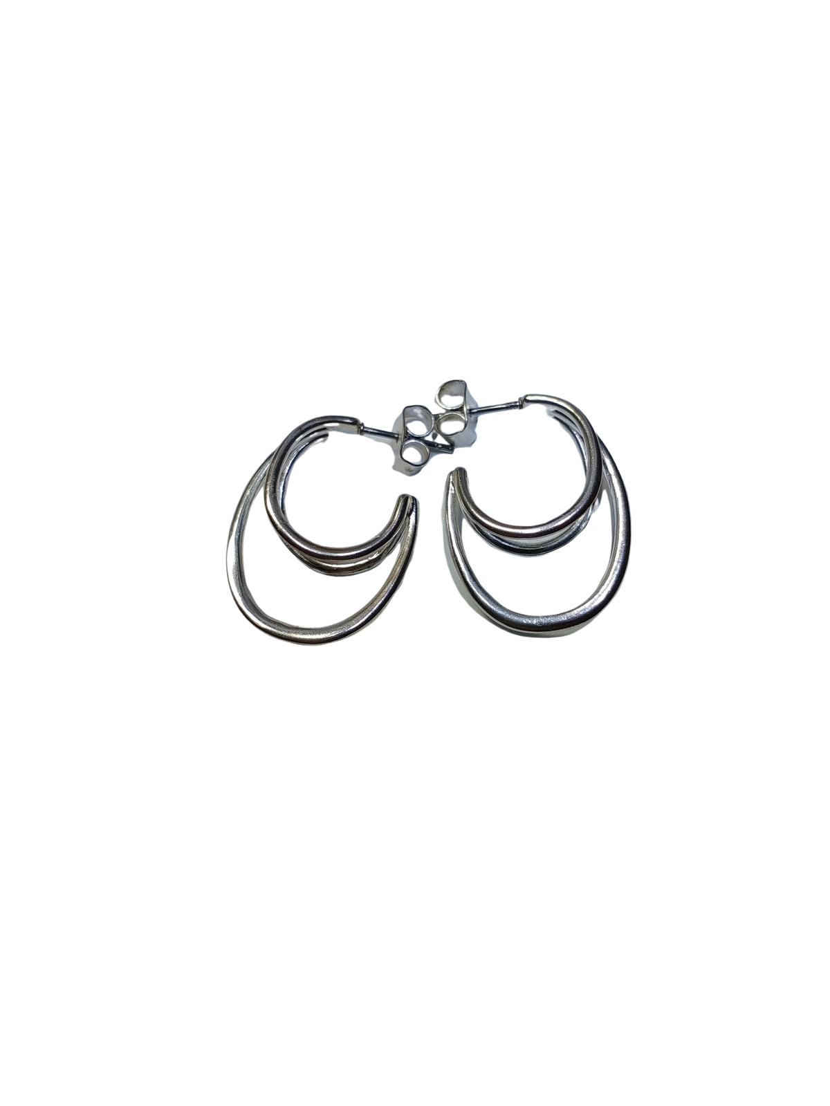 Lucky Brand Silver Tone 3-Band Flare Earrings – Modern Multi-Hoop Fashion Jewelry for Women