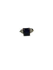 Silver Tone Blue Rhinestone Worn Band Ring – Fashion Jewelry for Women Diva Statement Accessory