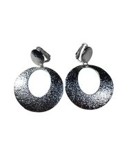 Diva General Silver-Tone Textured Hoop Clip-On Earrings – Fashion Jewelry for Women (Non-Pierced)