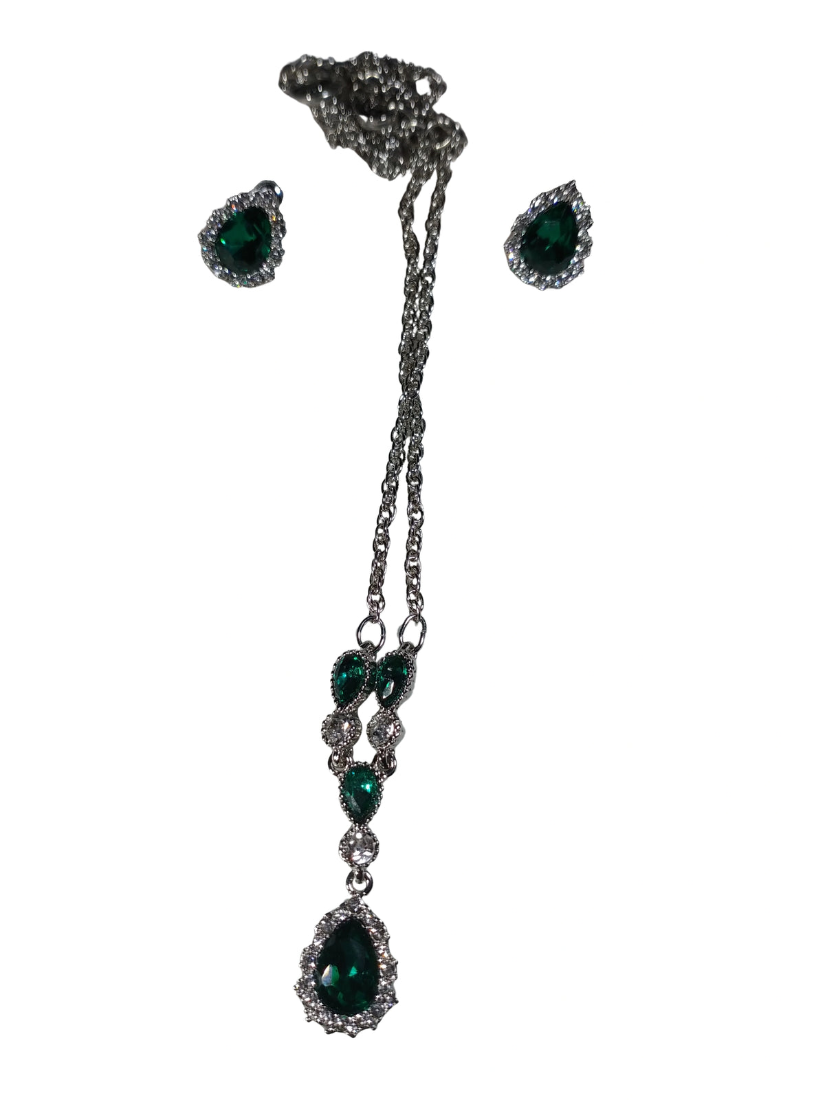 Charter Club Silver-Tone Rhinestone Teardrop Jewelry Set – Fashion Necklace & Earrings for Women