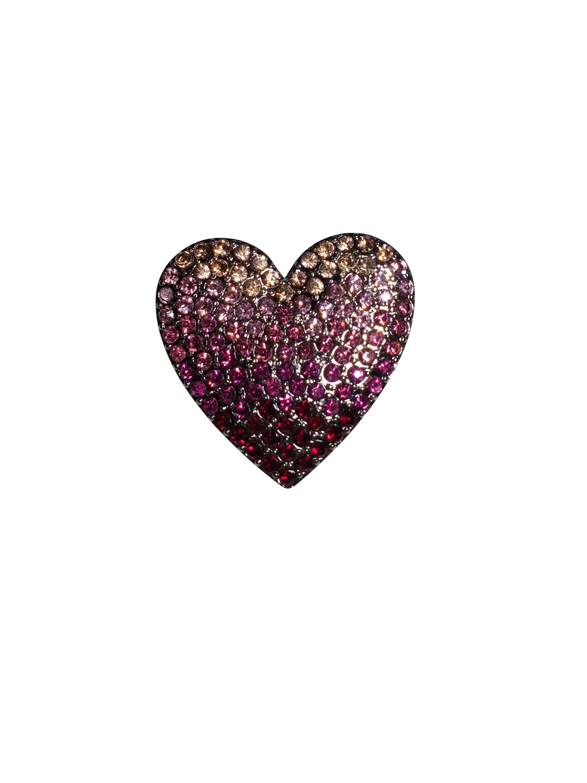 Diva General Silver-Tone Pink Rhinestone Heart Pin – Fashion Jewelry for Women