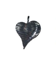 Diva General Silver-Tone Etched Heart Pendant – 1.5" Fashion Jewelry Charm for Women