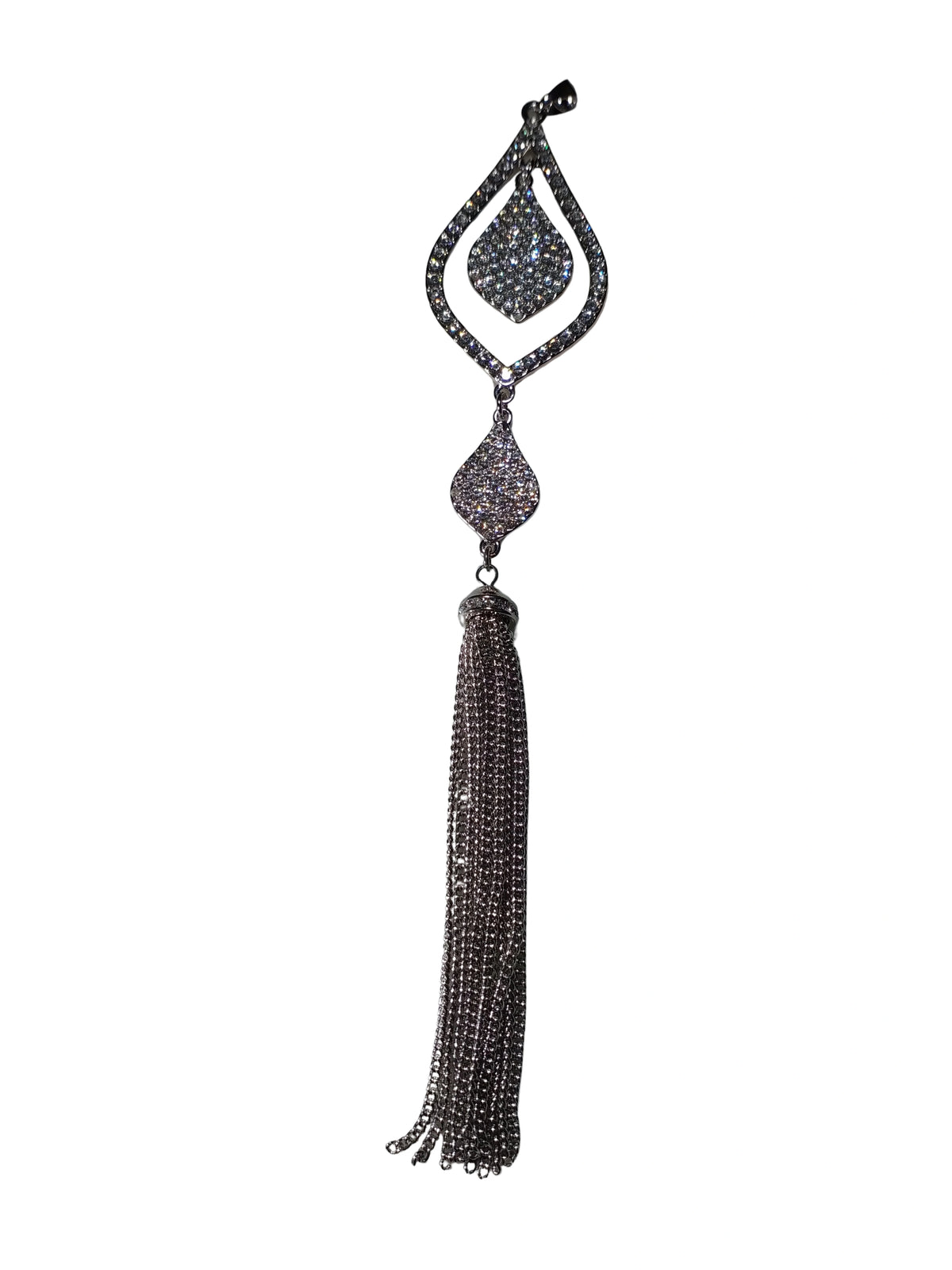 Diva General Silver-Tone Rhinestone Pendant – Standalone Fashion Jewelry Charm for Women