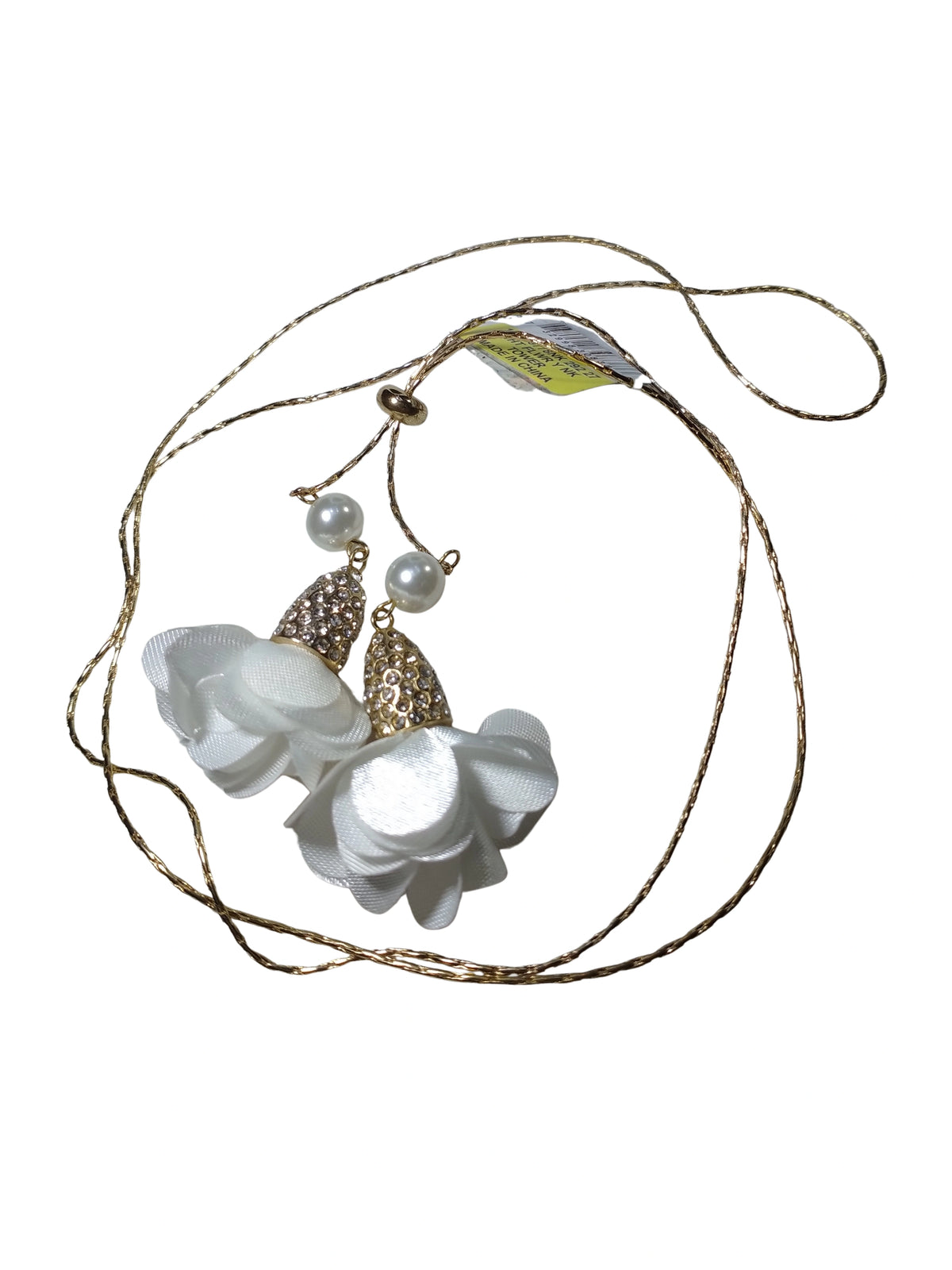 Inc Gold-Tone White Flower Bolo Necklace with Rhinestones & Faux Pearls – Fashion Jewelry for Women