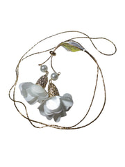 Inc Gold-Tone White Flower Bolo Necklace with Rhinestones & Faux Pearls – Fashion Jewelry for Women