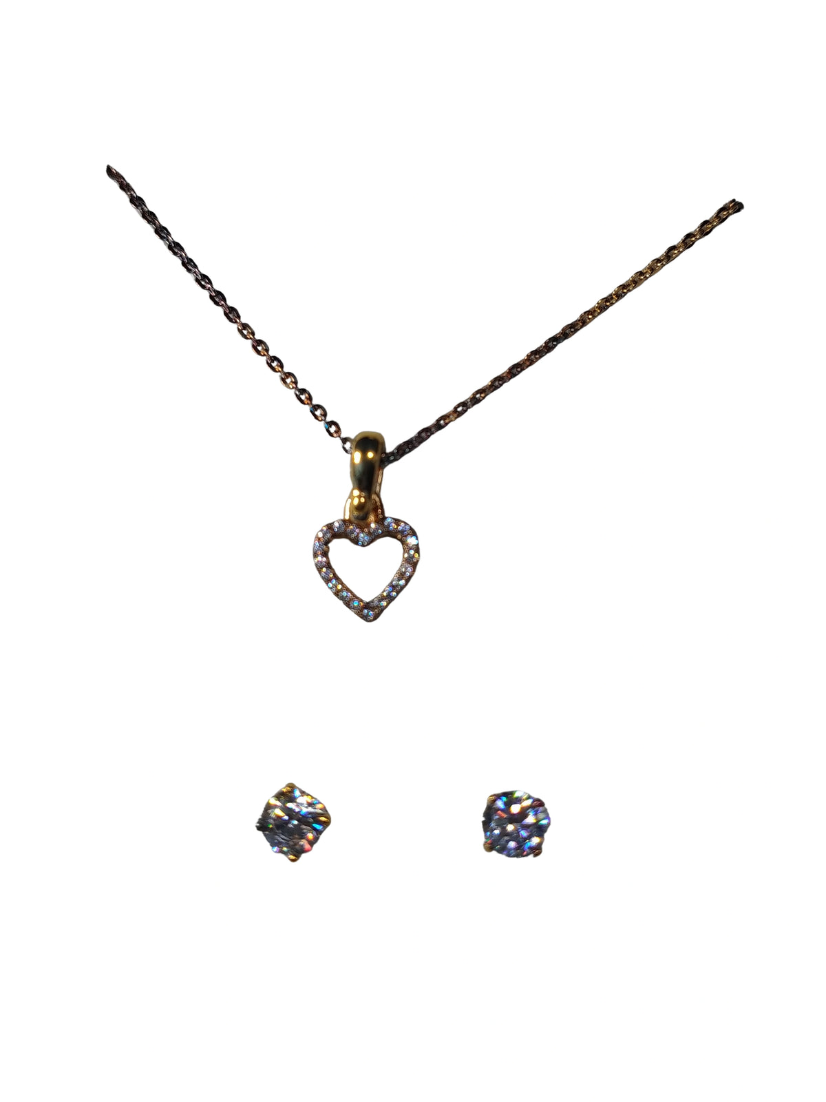 Michael Kors Gold-Tone Rhinestone Heart Necklace & Earrings Set – Fashion Jewelry for Women