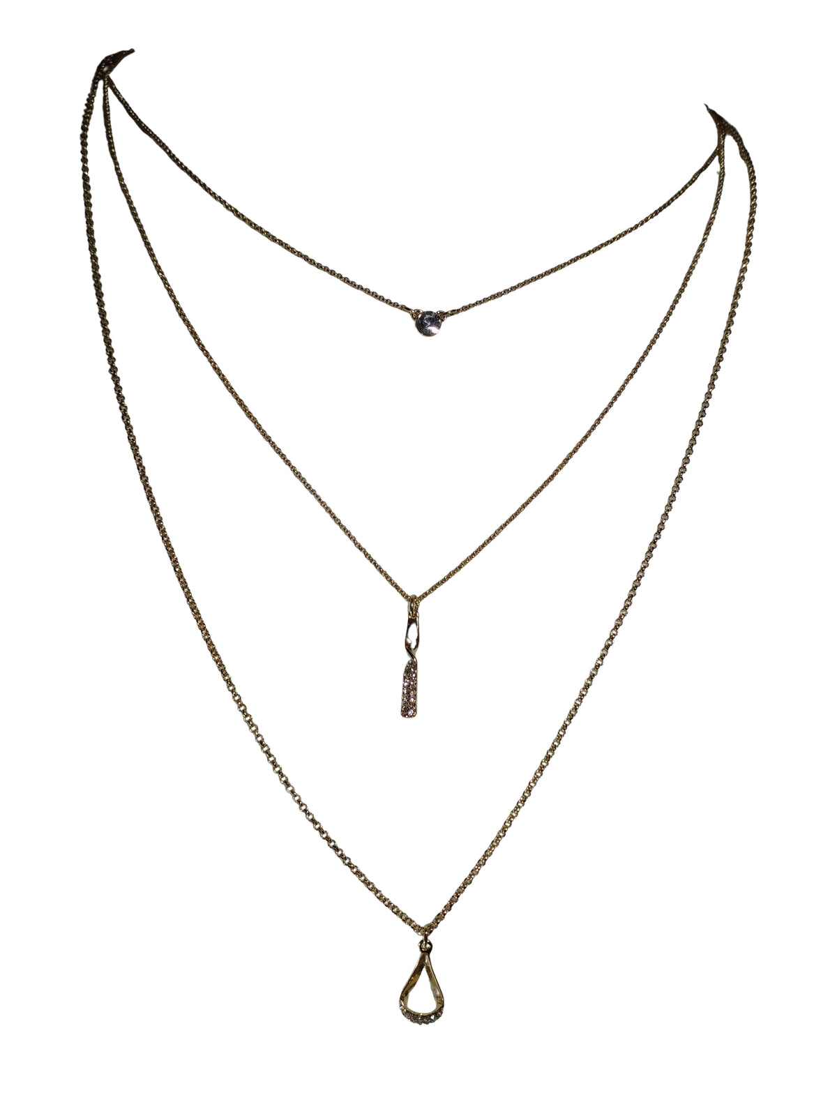 DKNY Gold-Tone Rhinestone 3-in-1 Layered Necklace – Fashion Jewelry for Women