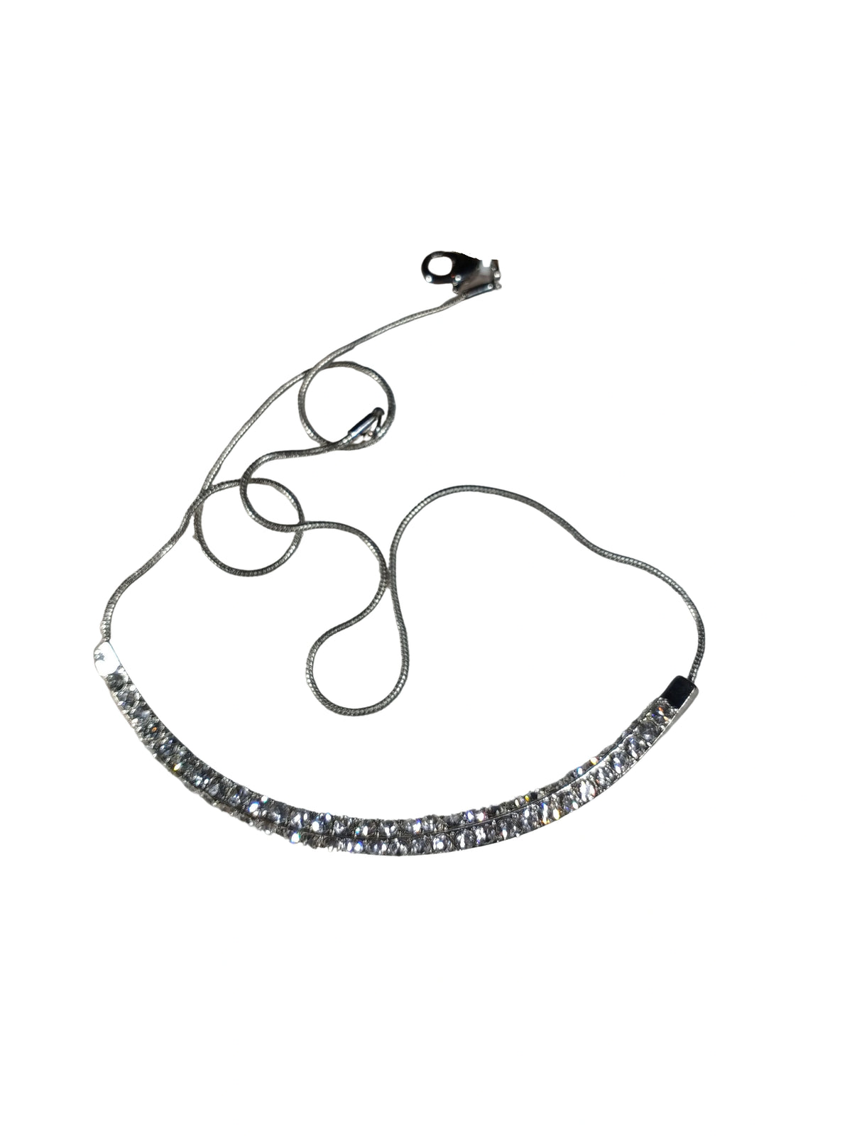 INC Silver-Tone Rhinestone Twist Necklace – Elegant Fashion Jewelry for Sparkling Style