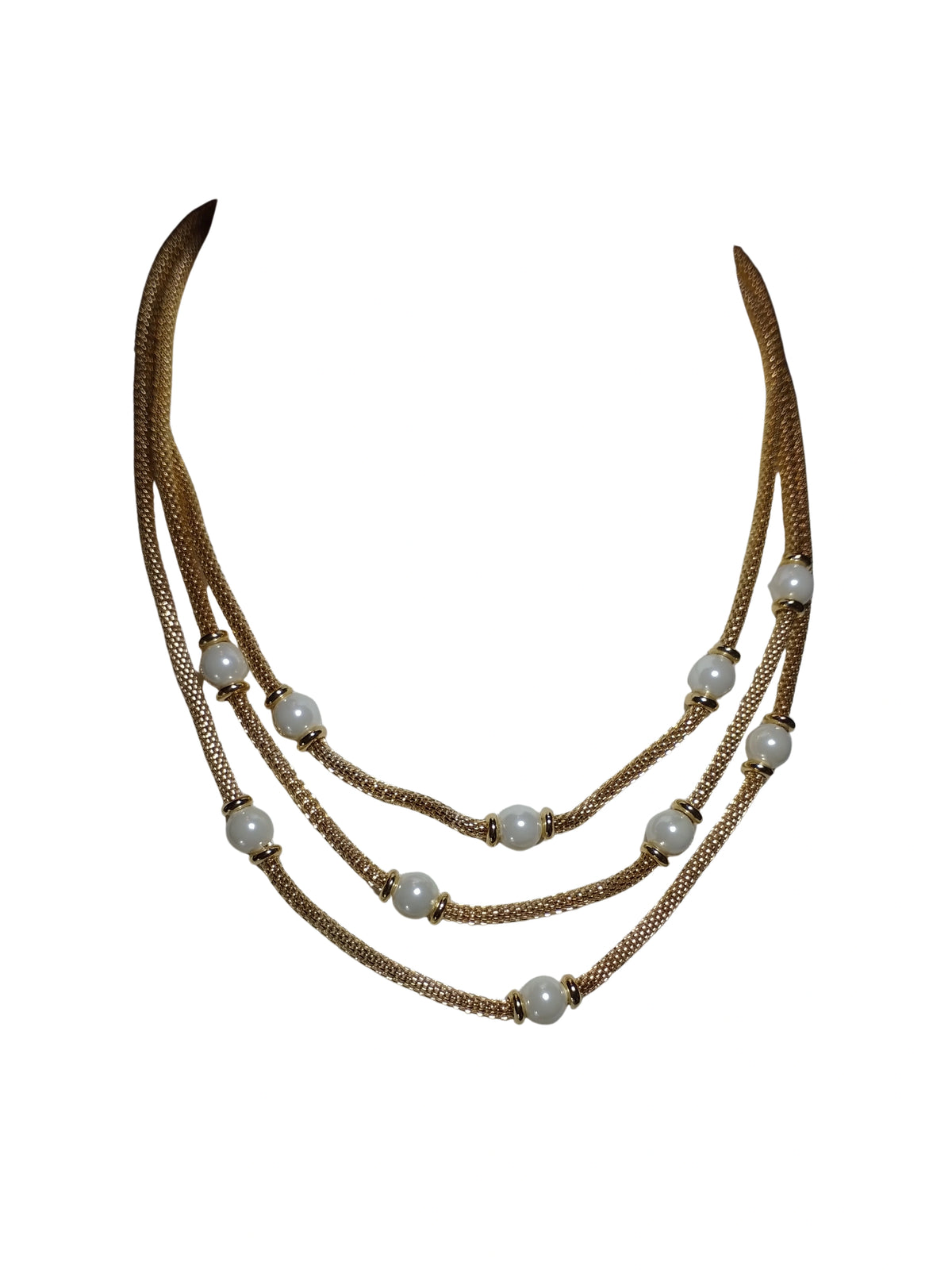 Lauren Ralph Lauren 3-Strand Faux Pearl Necklace – Gold-Tone Rope Fashion Jewelry for Timeless Elegance