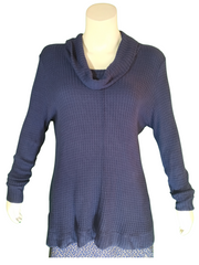 Navy Waffle Weave Top