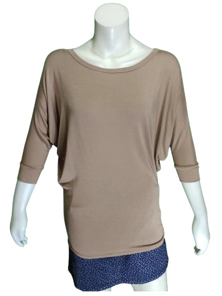 Love In Girls' Coffee Batwing Sleeve Dress – Small Size, Rayon-Spandex Blend