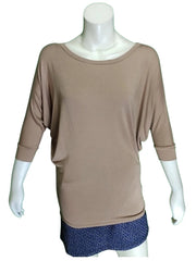 Love In Girls' Coffee Batwing Sleeve Dress – Small Size, Rayon-Spandex Blend