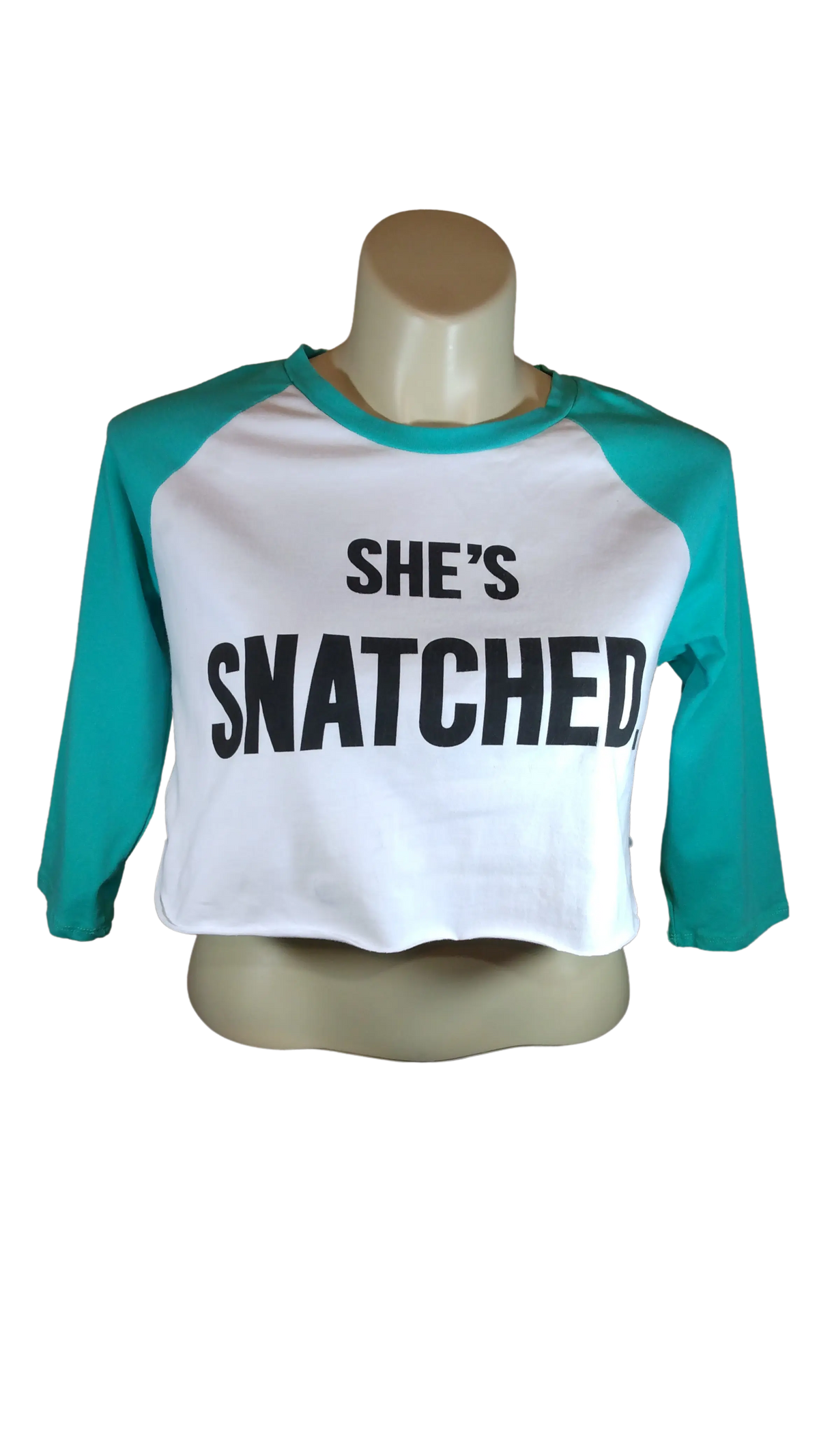 Cleo Apparel Girls’ Green/White “She’s Snatched” Crop Top, Size 1X