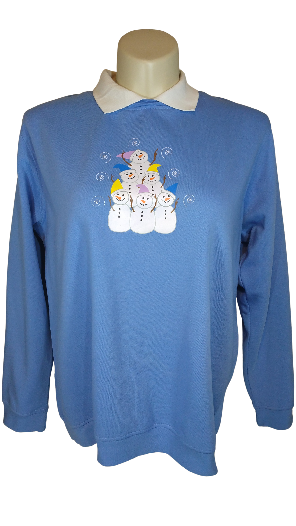 Snowman Screen Printed Blue/White Sweatshirt