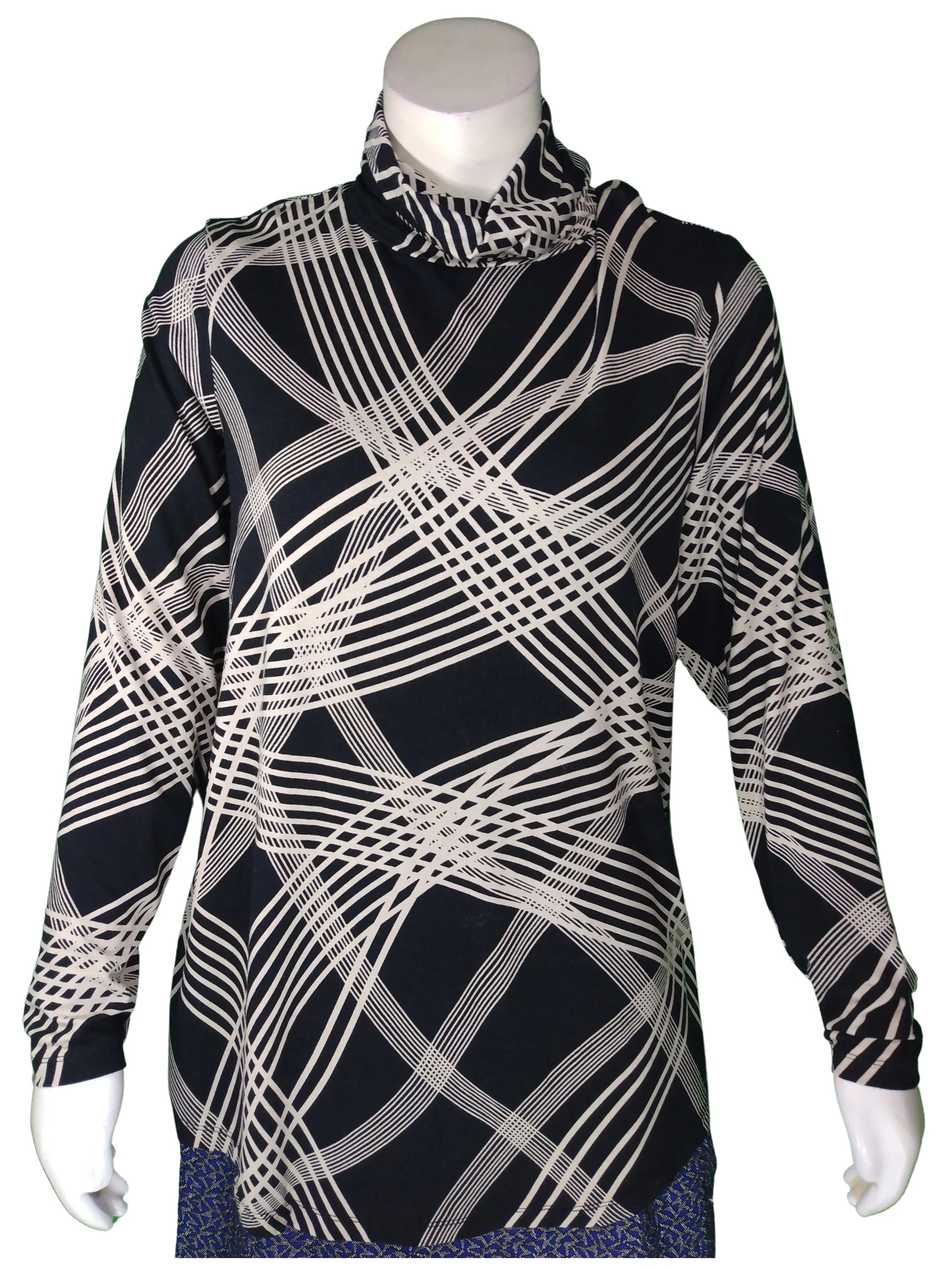 JM Collection Women’s Black/Tan Ribbon Plaid Turtleneck Top, Size 3X