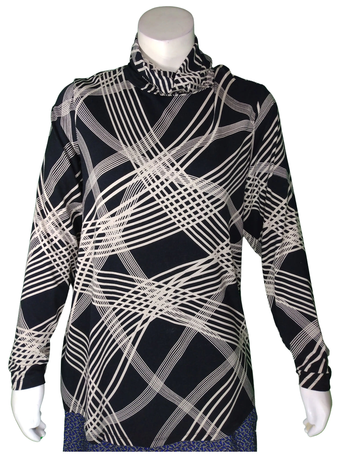 JM Collection Women’s Black/Tan Ribbon Plaid Turtleneck Top, Size 3X