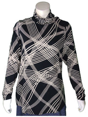 JM Collection Women’s Black/Tan Ribbon Plaid Turtleneck Top, Size 3X