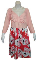 Rosegal Pink Santa Faces Dress – 3X Plus Size Women’s Christmas Dress, Polyester Spandex Blend