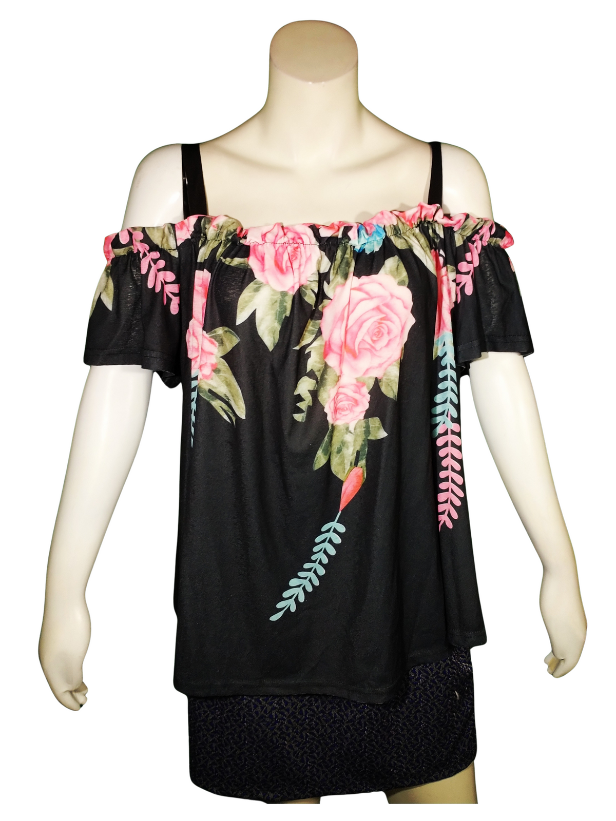 Rosegal Black Cold Shoulder Top