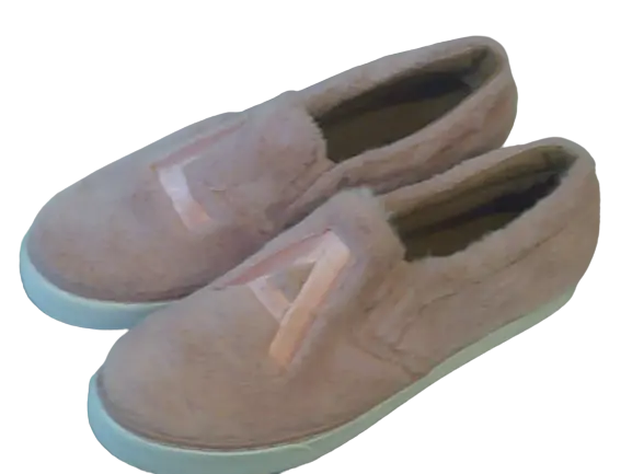 Qupid Light Pink & White Fuzzy "LA" Loafers