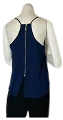 Back view of Paper Moon Navy Top with sleek zipper design for women’s stylish casual and office wear.