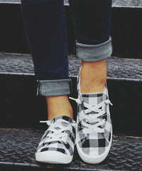 ROSY Black & White Buffalo Check Sneakers