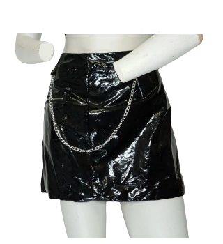 Fashion Nova Black Pleather Skirt – Large Size Women’s Faux Leather Mini Skirt