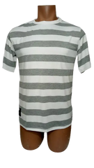 Zaful Men’s Grey/White Striped Short Sleeve Shirt, Size Large