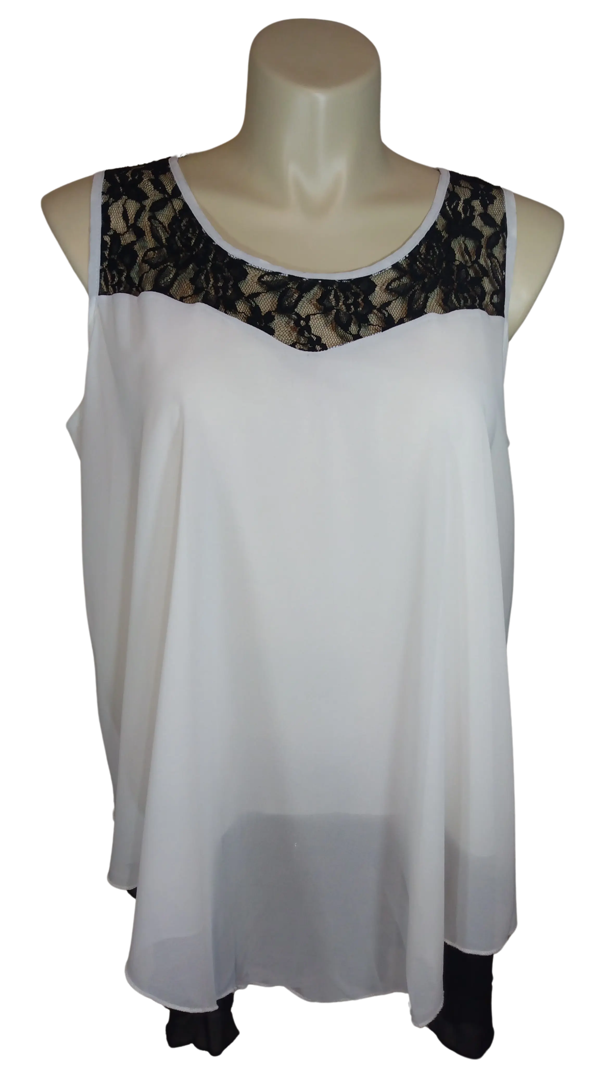 Rosegal Women’s Cream/Black Sheer Tiered Top, Size 2X