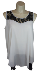 Rosegal Women’s Cream/Black Sheer Tiered Top, Size 2X