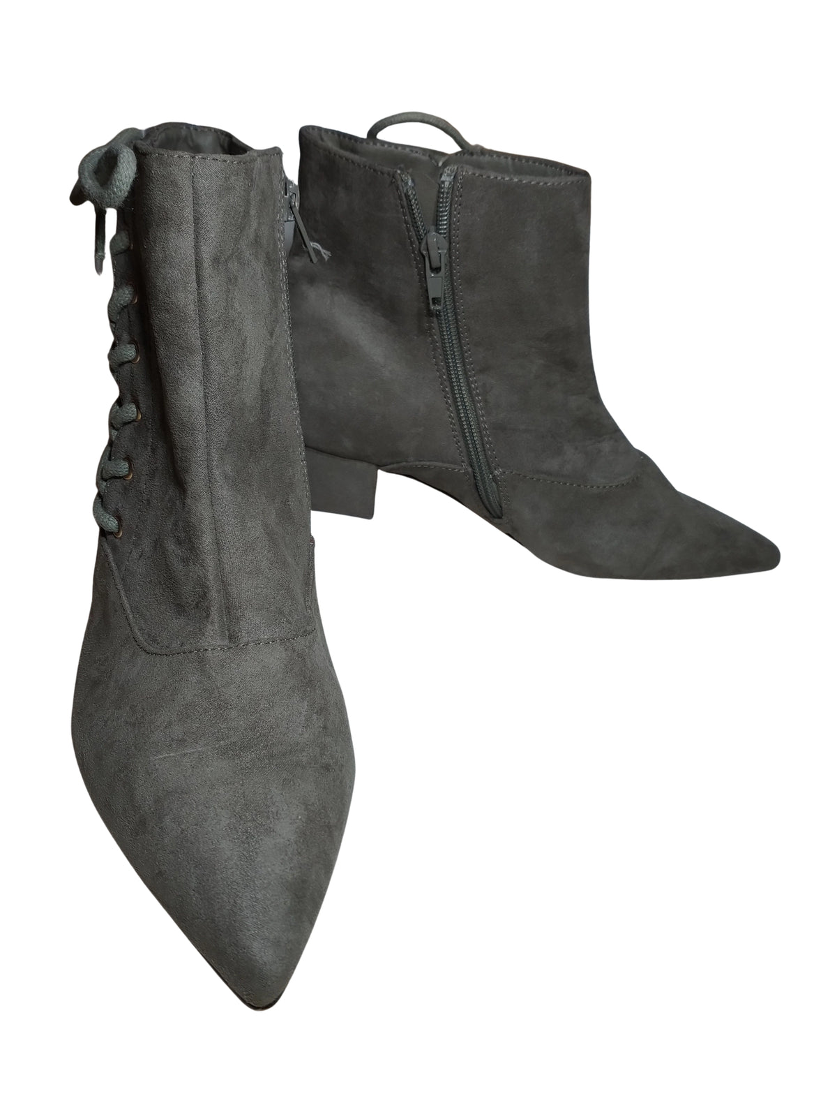 Metaphor Brown Pointy Toe Ankle Boots with Side Zipper - Size 6.5