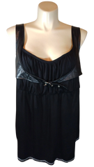 Rosegal Women’s Black Tank Top with Pleather Accent, Size 3X