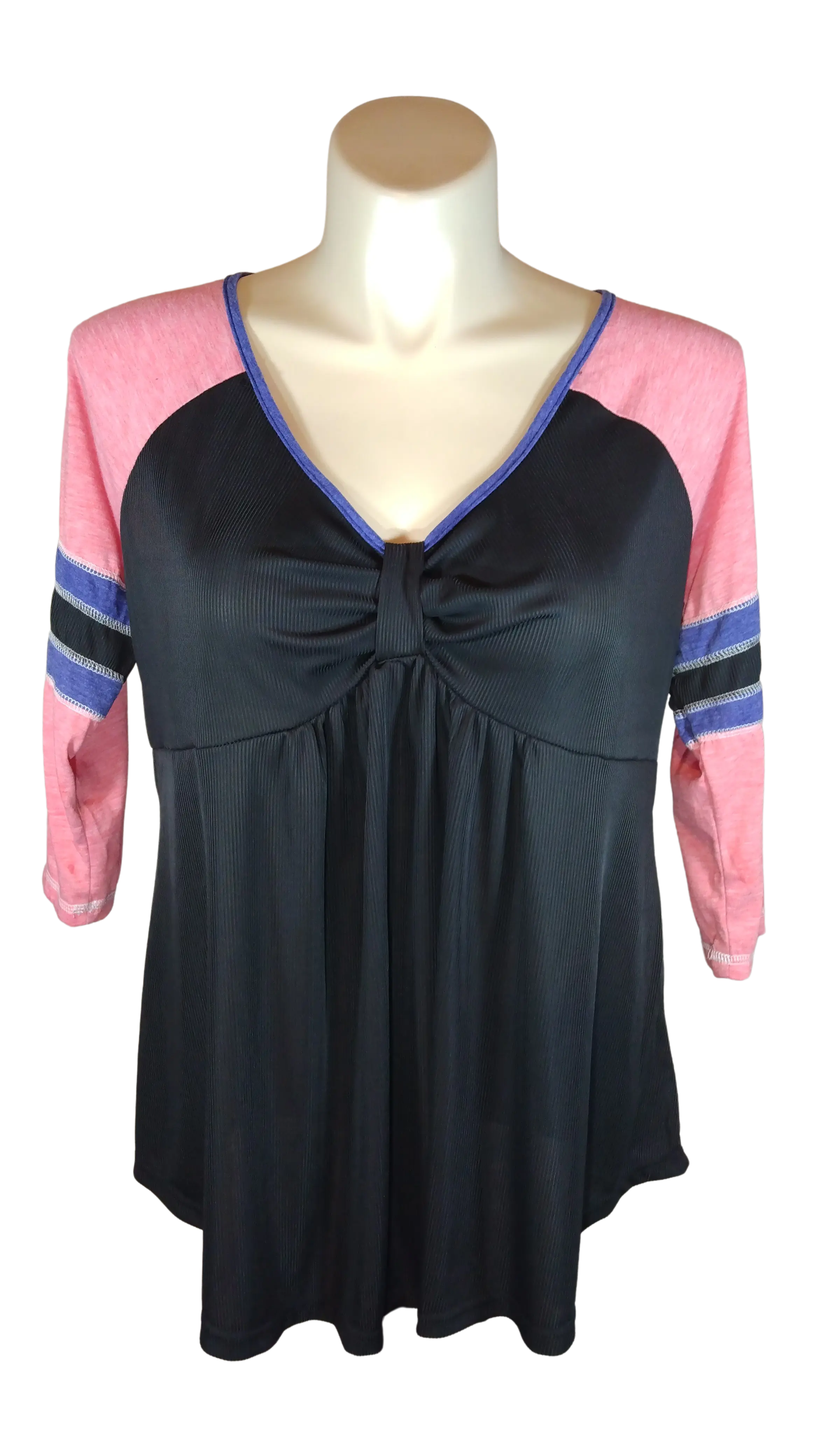 Rosegal Women’s Pink/Black Long Sleeve Top, Size 3X