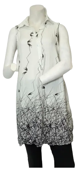 Nextmia Girls’ Black/White Abstract Sleeveless Dress, Size 5X