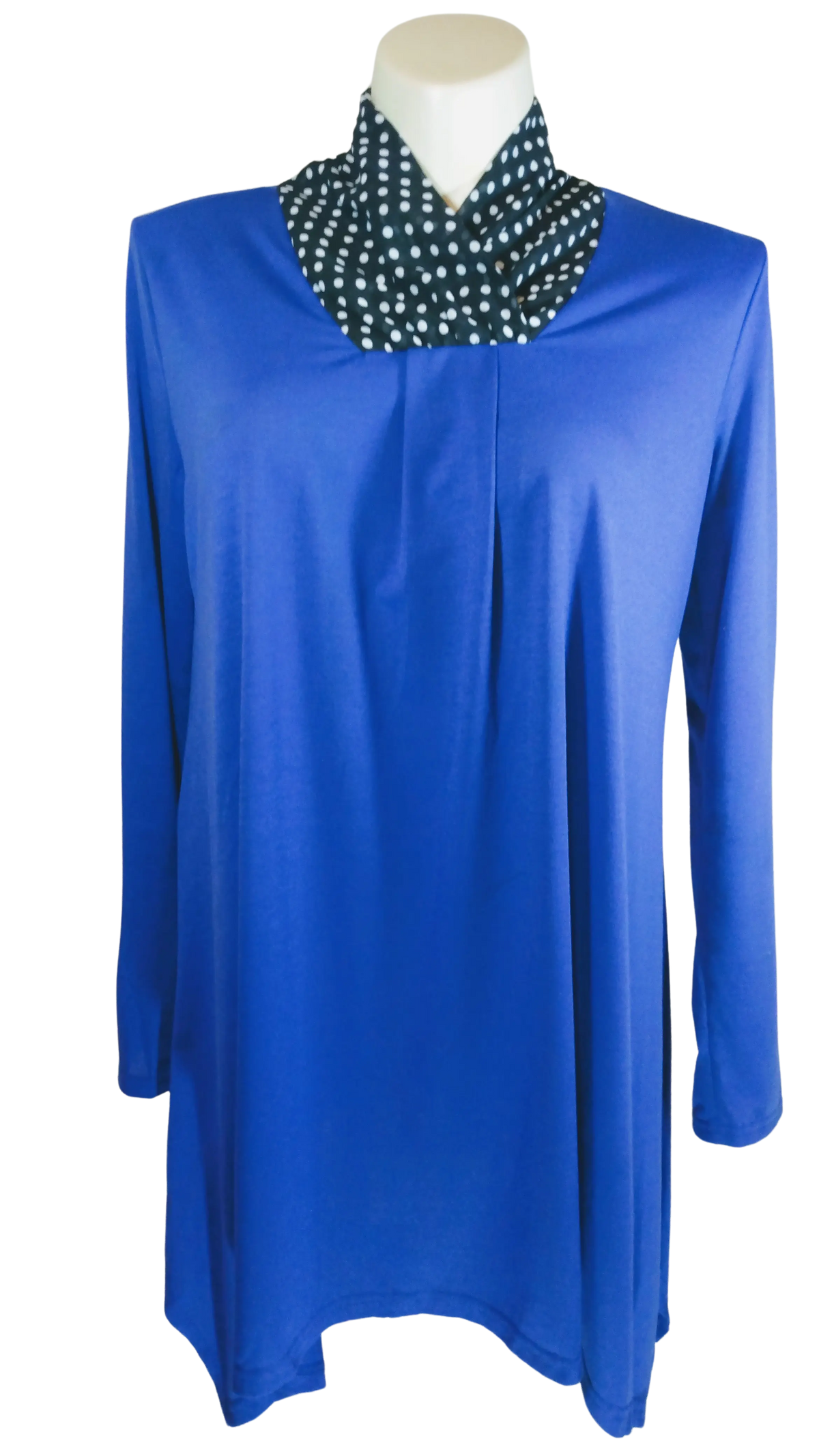 Teng Yue Women’s Blue Long Sleeve Sheer Tunic, Size 3X