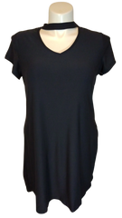 Just Be Women’s Black Short Sleeve Dress with Lace Accent, Size 1X