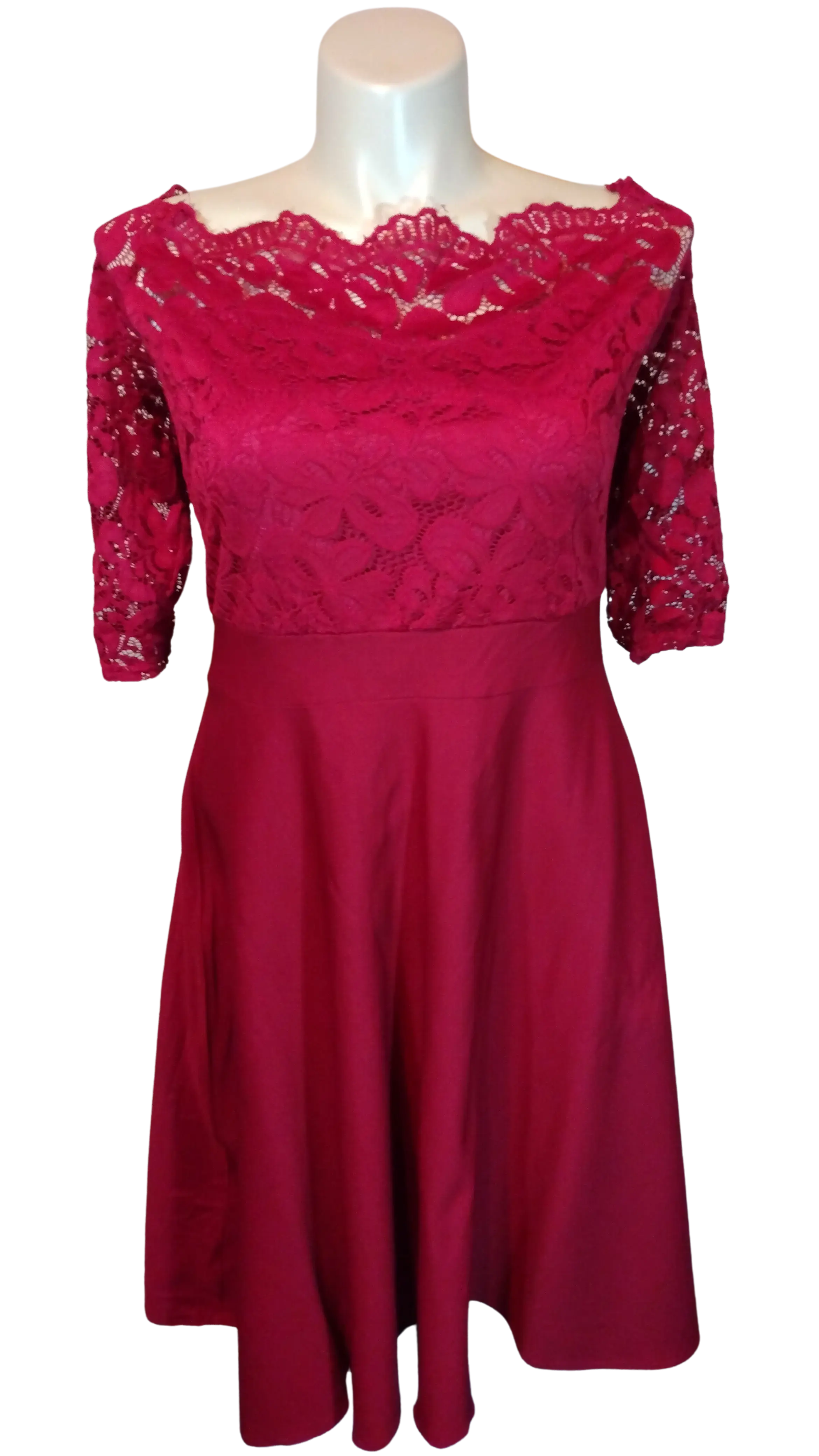 Rosegal Women’s Red 1/2 Sleeve Dress with Lace, Size 3X