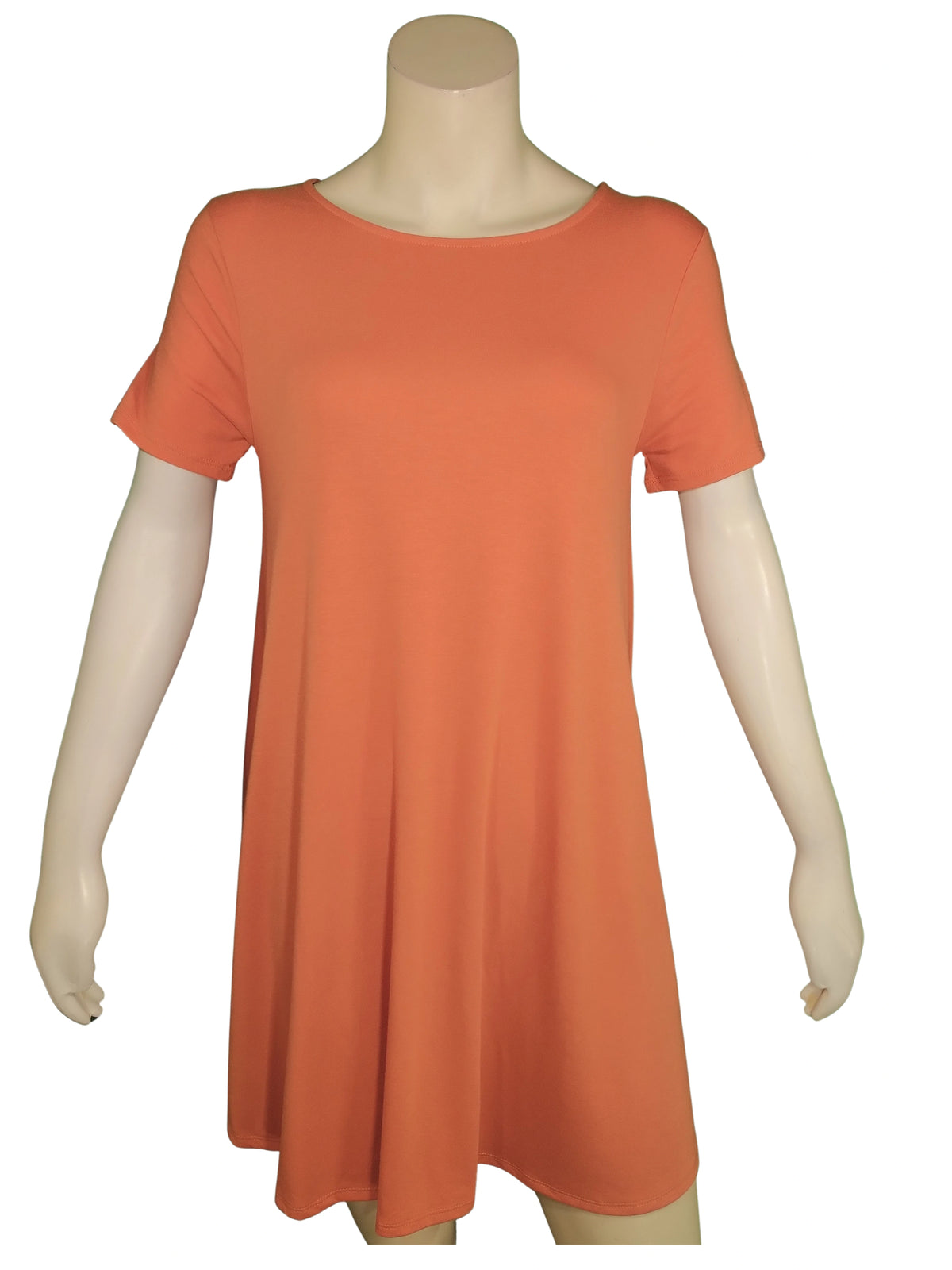 Zenana Orange Short Sleeve Dress with Pockets Large Size
