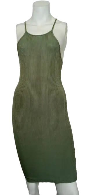 The Hanger Women’s Green Stripes Dress, Size Medium