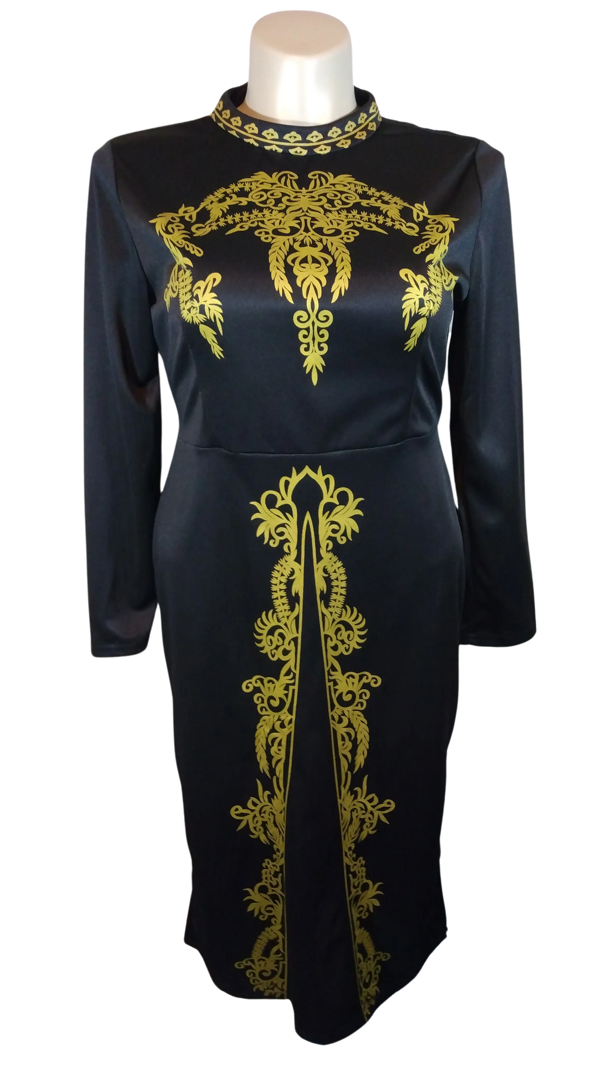Diva General Collection Women’s Black Semi-Sheer Patterned Dress, Size 2X